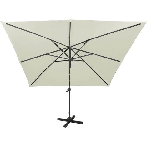 Maison Exclusive - Ombrellone a Sbalzo con Palo e Luci a LED Sabbia 300 cm (1/5)