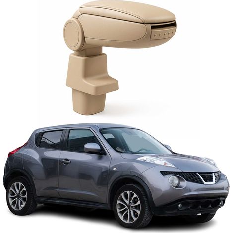 OMAC Accoudoir pour Nissan Juke 2011-2019 - Snap-On - ABS + Simili Cuir - Aucune Perçage ou Installation - Installation Facile Beige (1/5)