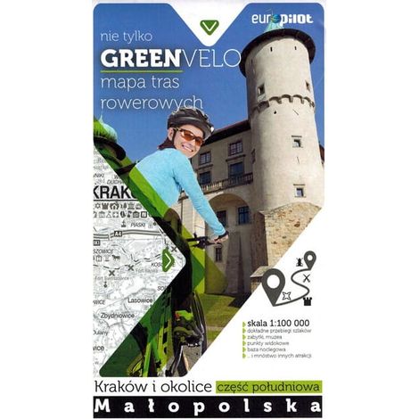 Krakau und Umgebung, südlicher Teil. Kleinpolen. Touristische Karte der Radwege. Nicht nur Green Velo. Euro Pilot (1/5)
