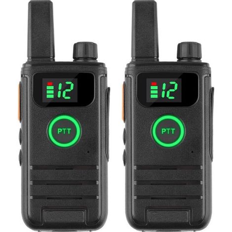 2 talkies-walkies mini portables - Batterie 6800mAh - Radio bidirectionnelle - Inclus headset - Communication longue distance fiable et compacte