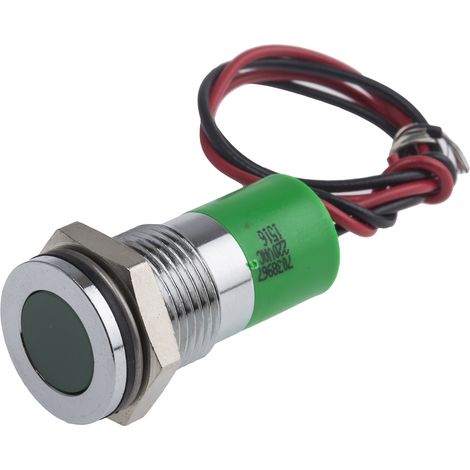Voyant LED lumineux Vert RS PRO, dia. 14mm, 220V c.a., IP67 ( Prix pour 1 )