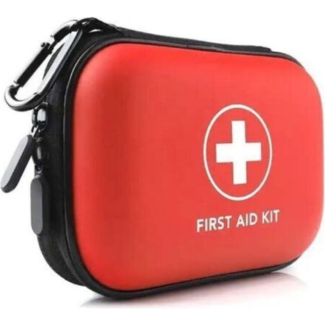 Mini trousse de premiers secours, petite trousse rigide résistante à l'eau, parfaite pour les voyages, l'extérieur, la maison, le bureau, le camping, la randonnée, la voiture (rouge)