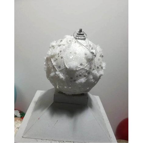 Palline bianca lavorata da decorazioni addobbi natalizi per albero di natale d 7 cm (1/5)