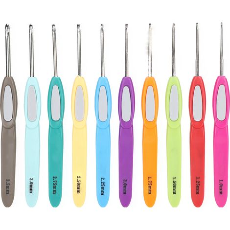 10Pcs Crochet Set Plastic Non Slip Color Handle DIY Fine Lace HandWoven Sweater Tools (1/5)