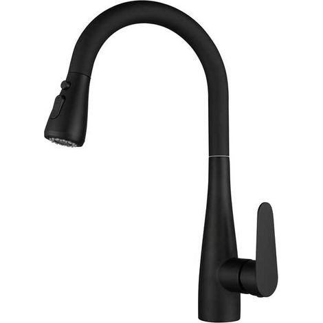 White Kitchen Faucet with Pull Down Sprayer, 3-Spray Kitchen Sink Mixer Tap, 360° Rotatable Faucet for Double Sink, Black (1/5)