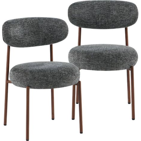Chaise en tissu gris chiné et pieds en métal effet bois Janis (lot de 2) (1/5)