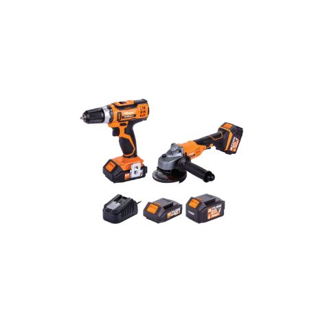 Kit Villager avvitatore VLN 3220 + smerigliatrice angolare VLN4320 a batteria con batterie e caricabatterie