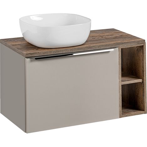 Mueble lavabo individual 80cm 2 compartimientos Éros Topo (1/4)
