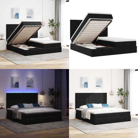 vidaXL Ottoman-Bett mit Matratzen & LEDs Schwarz 160x200 cm Samt (1/5)