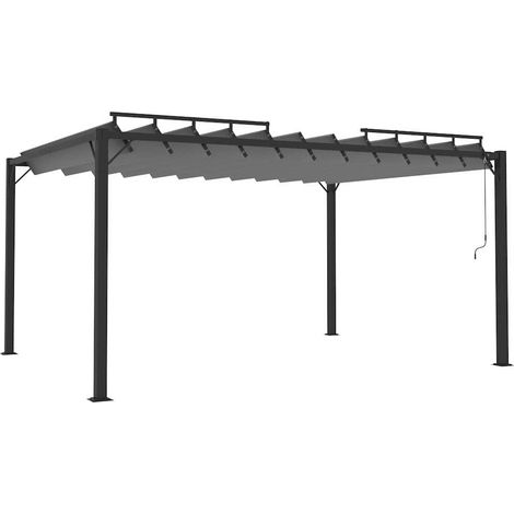 vidaXL Cenador con techo de lamas tela crema y aluminio 3x4 m (1/2)