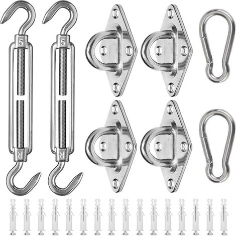 Kit de montaje para toldos, kit de montaje de acero inoxidable de 40 piezas para toldos cuadrados, rectangulares y triangulares, M5