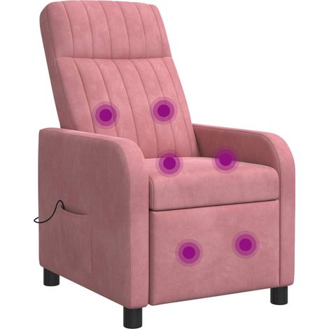 Massage Recliner Pink Velvet vidaXL