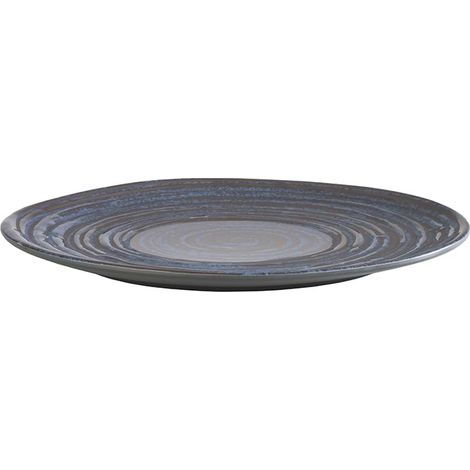Assiette LOOPS, Ø 27 cm, hauteur 2 cm, mélamine, bleu foncé/gris foncé (1/4)
