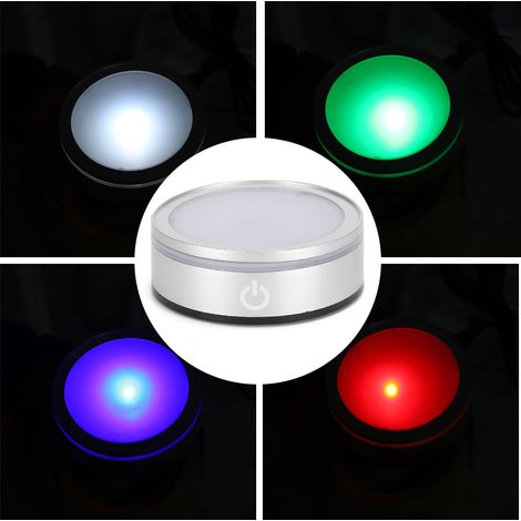 Pied de lampe en cristal argenté plat à éclairage LED tactile, avec éclairage blanc sept couleurs multimodes et base gravée au laser en 3D à l'intérieur (1/5)