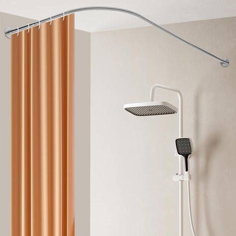 Duschvorhangstange L Form Duschvorhang Winkelstange 70-95x105-165cm einstellbare Duschstange für Badezimmer Badewanne Silber (1/5)