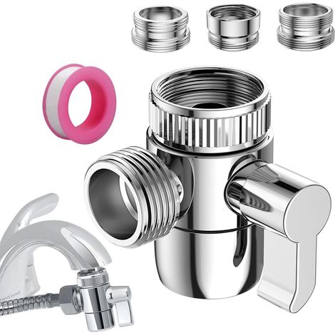 G1/2 Valve Inverseur Douche 3 Voies Robinet Vanne Derivation M22-M24 (1/5)