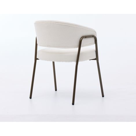 Chaise de salle à manger moderne en chenille, fauteuil rembourré avec pieds en métal laiton antique, pour cuisine et salle à manger, pack unique, beige, SW1876BG (1/5)