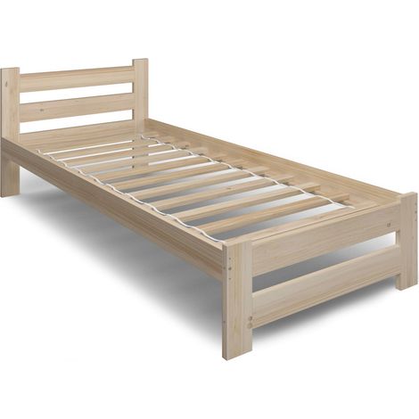 Lit en bois 80x200 en pin scandinave – Hauteur 67 cm – Cadre avec 12 lattes – Confort optimal pour sommeil réparateur (1/3)