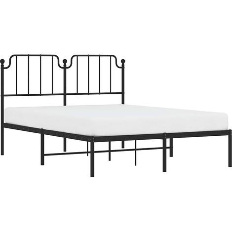 Estructura cama sin colchón con cabecero metal negro 135x190 cm vidaXL (1/5)