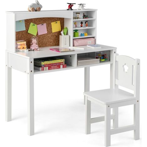 Kids Desk and Chair Set Wooden Children Study Table &Chair Writing Table Set
