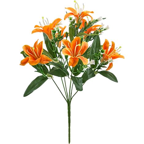 Faux Lily - Silk Fabric Artificial Flower - Dining Table Centerpiece - Indoor Home Decoration - 1 Piece (1/5)