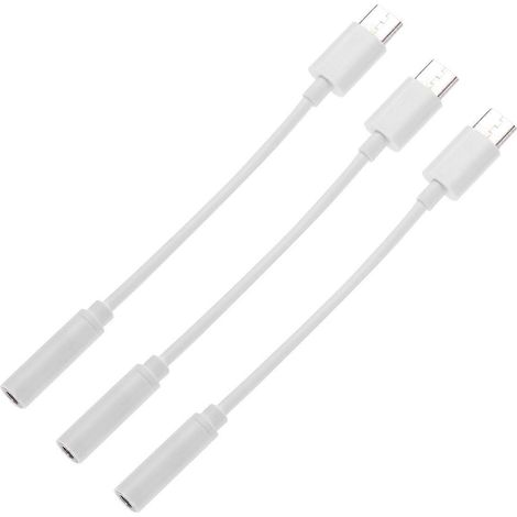 Lot de 3 adaptateurs USB-C vers prise jack audio 3,5 mm pour casque stéréo (compatibles Pixel, Moto, ZZD).-3 pcs-White (1/4)