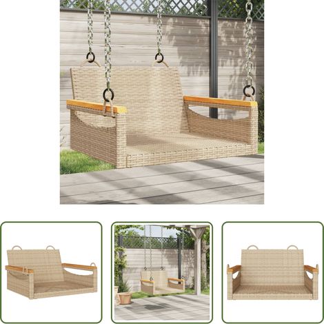 Schaukelbank -  Hängesessel Beige 63x62x40 cm Poly Rattan (1/5)