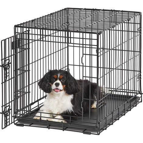 Cage Pliante pour Chien, modèle amélioré de Taille Moyenne à Une Porte en métal de 30 cm, Noir (1/5)