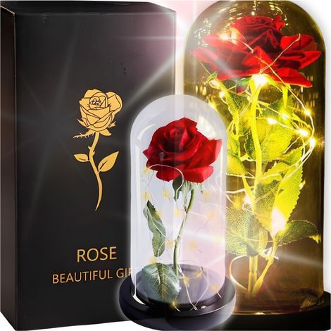 Rose im Glas, LED-Leuchte, ewig, rosa, Batterie, Heiratsantrag, Hochzeit, Namenstag (1/5)