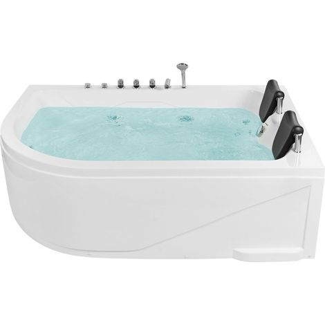 Vasca Idromassaggio Angolare Sinistra Acrilico Bianco con Luci LED Calama