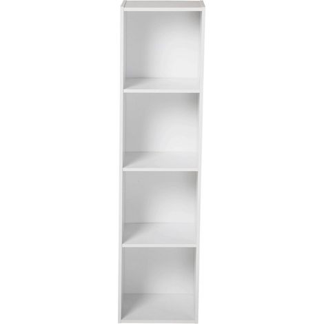 Calicosy – Etagère de rangement 4 cases – Dimensions H122 cm – Panneaux de particules 12mm – Décor chêne ou blanc – Montage facile