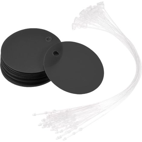 Étiquettes rondes en plastique noir (25 pièces, 2,97 cm), résistantes à la déchirure et (1/5)