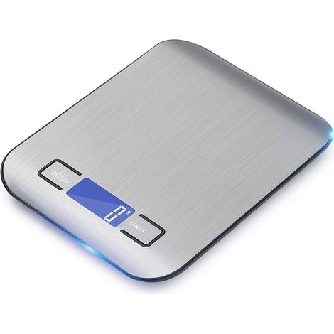 Elektronische Küchenwaage, digitales Wiegen (Gramm und Unzen), 22 lb Küchenwaage, Genauigkeit 1 Gramm/0,05 Unze (Silber).