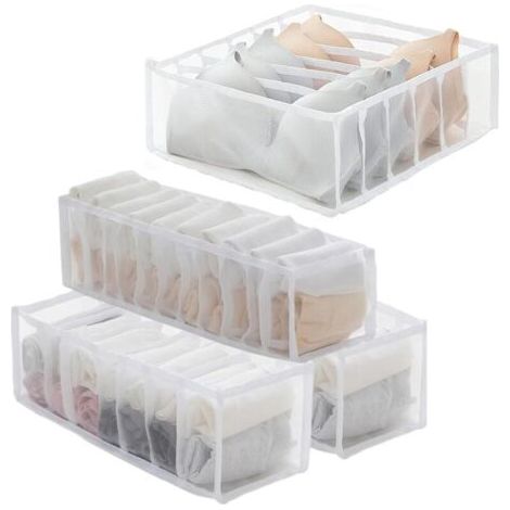 Lot de 4 organiseurs de sous-vêtements pliables - Organisateur de tiroirs - Organisateur de penderie - Boîtes de rangement pour sous-vêtements, chaussettes, cravates, ceintures (1/4)