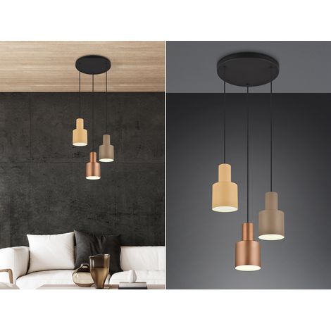 Cluster LED Pendelleuchte 3-flammig Metall Coffee Töne, Ø 37cm (1/5)