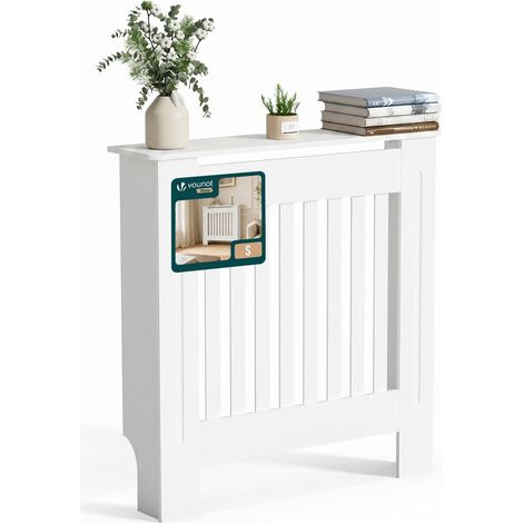 Cache-Radiateur Ă Lattes Verticales 78Ă—19Ă—82 cm Blanc (1/5)