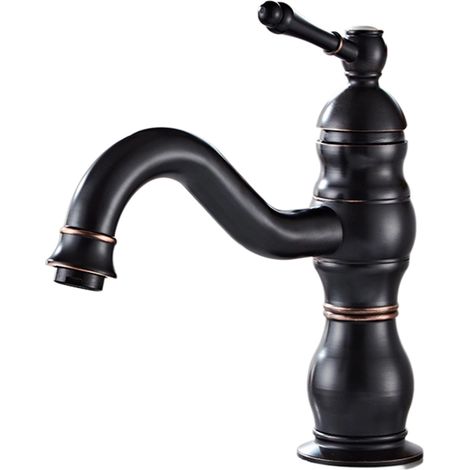 Robinet Lavabo - Laiton Massif - Finition Noir Mat - Rotation 360° - Valve Céramique - Hauteur 20 cm - Pour Salle De Bains Et Bidet - 1 Pièce