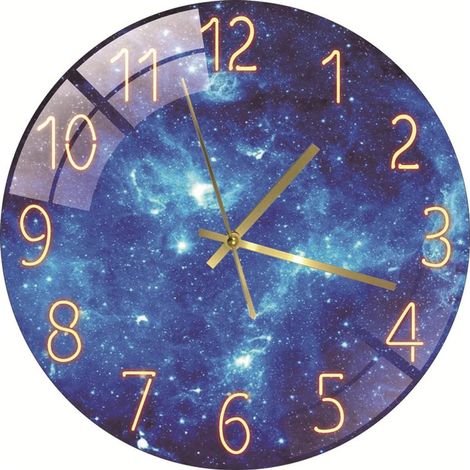 Horloge Murale Moderne sans Tic-Tac, 30cm à Quartz Ronde Grande Horloge Murale (Bleu02) (1/4)