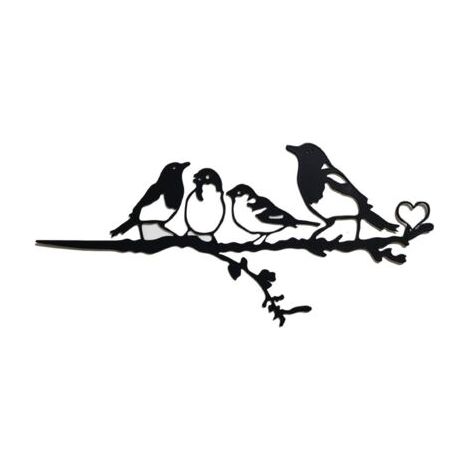 oiseaux muraux en métal sur une branche,Décoration murale oiseaux en métal,Décoration murale en forme de feuilles avec silhouette d'oiseaux,Décoration jardin ou balcon (1/3)