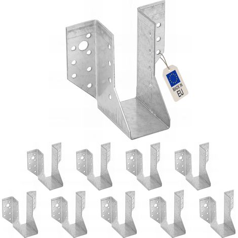 10 sabots de charpente à ailes extérieures - Connecteurs de poutres - Acier galvanisé - Larg 45 x Ht 110 mm - Fabriqué en Europe