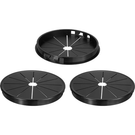 Lot de 3 passe-câbles ronds en nylon noir de 100 mm (3,94 pouces) pour bureaux et plans de travail (1/5)