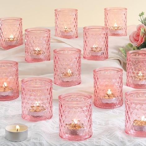 Lot de 12 photophores roses (1/5)