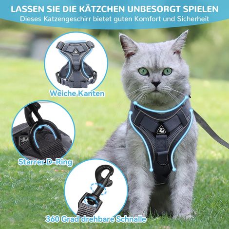 Harnais pour Chat Réglable et Confortable avec Laisse Ensemble Anti-Évasion pour Promenade