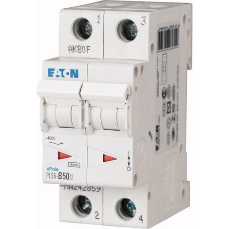 Disjoncteur PLS 2X50A 6kA courbe C 000242885 EATON PLS6-C50/2-MW