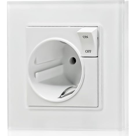 Steckdose mit Schalter, Steckdose mit Wandschalter, Unterputzsteckdose, Steckdosenmechanismus mit Schalter, Universalschalter mit Halterung (weiß) (1/5)