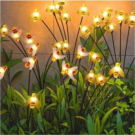 Outdoor Solar Lights, 4-Piece Set of Waterproof Firefly Garden Solar Lights with 10 LEDs, IP65 Waterproof Outdoor Solar Lights, Decorative Garden Lights for Paths, Patios, and Decoration (1/5)