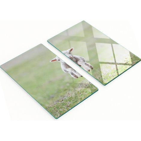 Tableros de vidrio duraderos y elegantes con un lindo estampado de corderos, 2x30x52 cm.