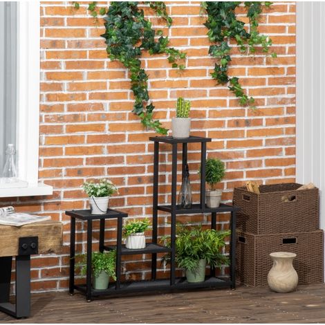 meuble rangement etagere plantes metal noir 91 cm OKMYHOME (1/5)