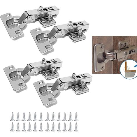 CCYKXA 4Pcs Cupboard Door Hinges Overlay Soft Close Hinge 110 Degree Furniture Hinge Damper Hinge with Screws 35mm Automatic Hinges for Cupboard, Kitchen Door Cabinets (1/4)