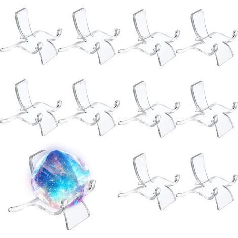 Sollbry 10 PCS Support de Présentation, Chevalets en Plastique Présentoirs, Mini Chevalets et Support Assiette Porte Assiette Support Cadre Photo pour Roche Minérale Agate (moyen) (1/5)